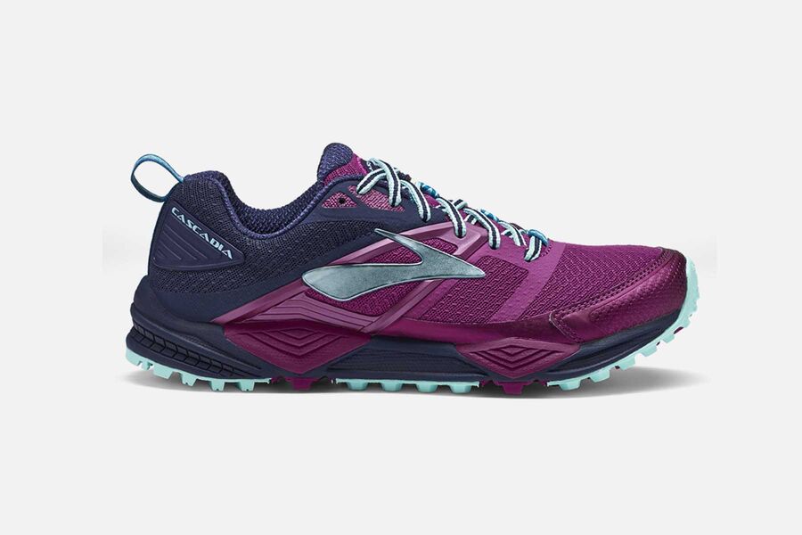 Zapatillas Trail Brooks Cascadia 12 Mujer Moradas/Azul Marino España VWAI64537